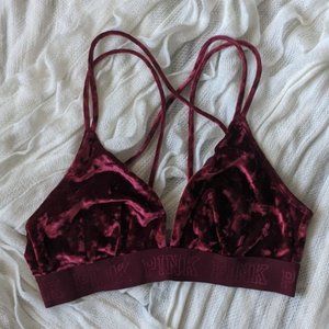 PINK VS Velvet Bralette in Maroon